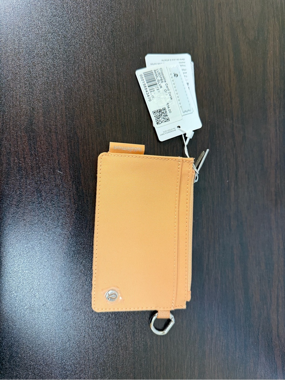 Orange Zip Wallet Card Holder with Keyring